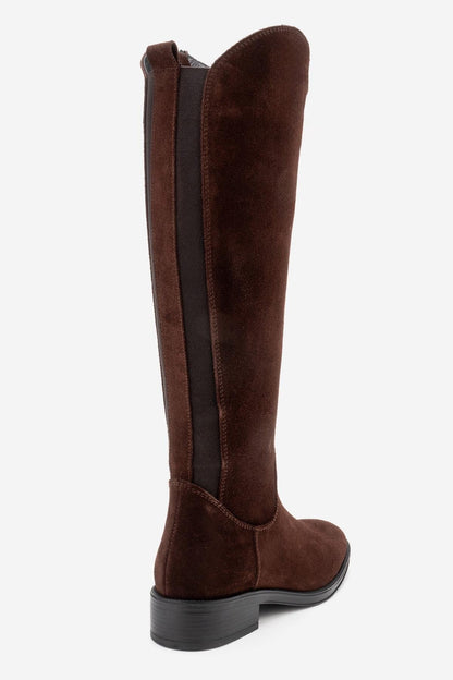Ruiz - Bota alta de cuero de gamuza marrón (mujer)