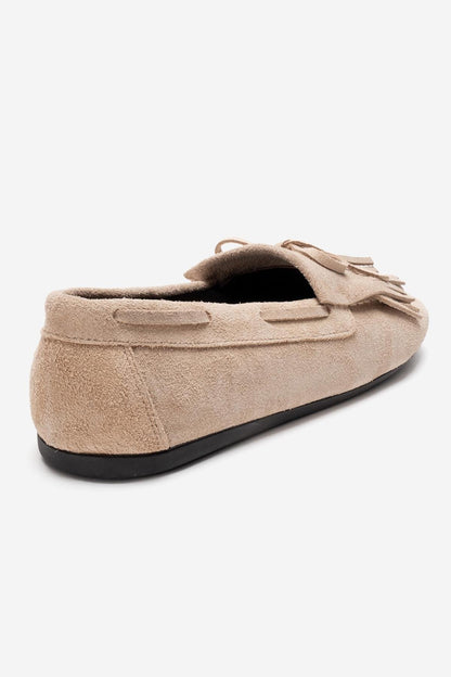 Axeli - Beige Suede Leather Tassel Loafer (Women)
