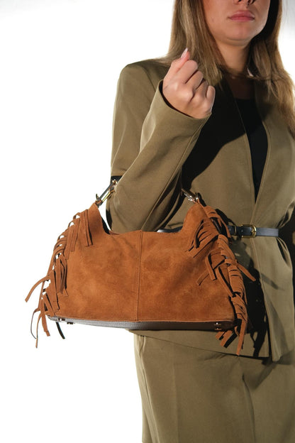 ASTREN - Bolso de hombro de piel de ante color coñac (Mujer)