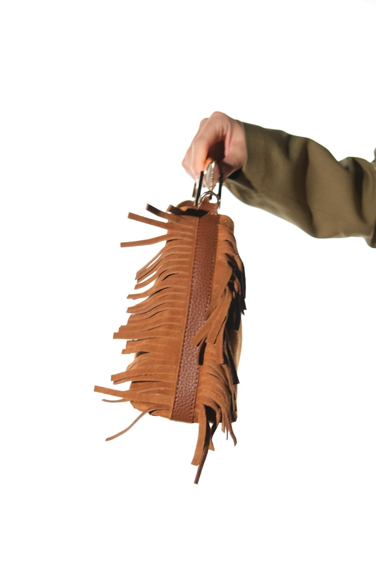 ASTREN - Bolso de hombro de piel de ante color coñac (Mujer)