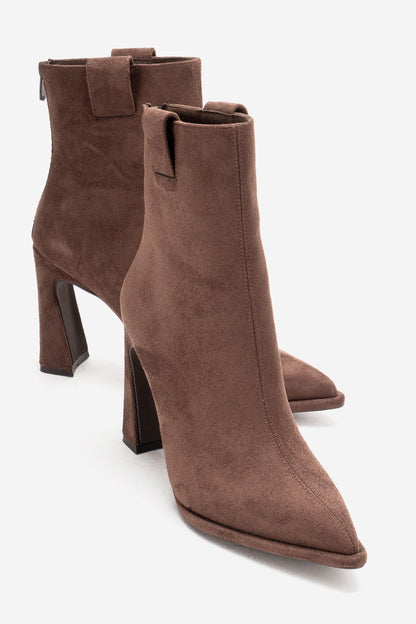 Aja - Bota alta convertible de ante marrón con tacón de bloque (Mujer)