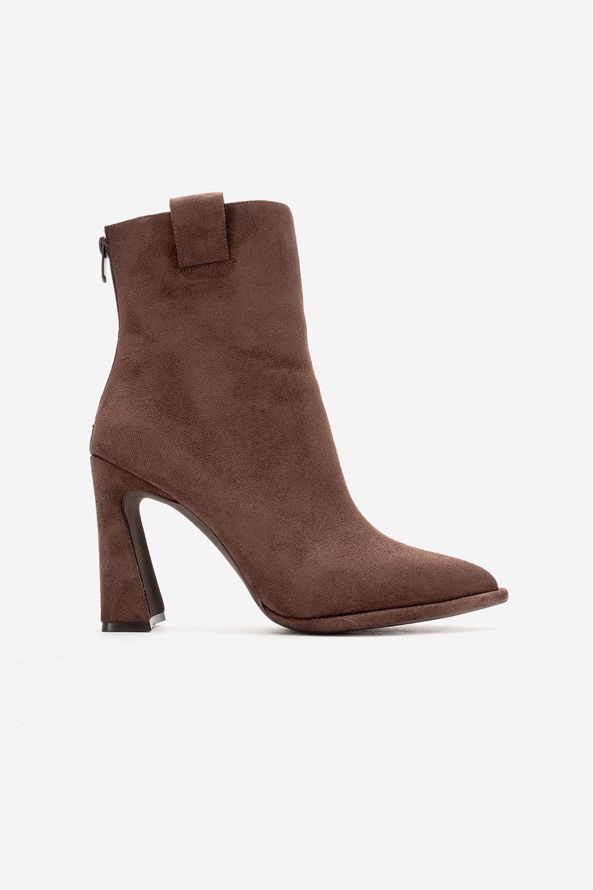 Aja - Bota alta convertible de ante marrón con tacón de bloque (Mujer)