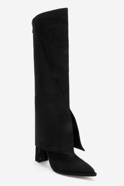 Aja - Botas altas convertibles de tacón en bloque de ante negro (Mujer)