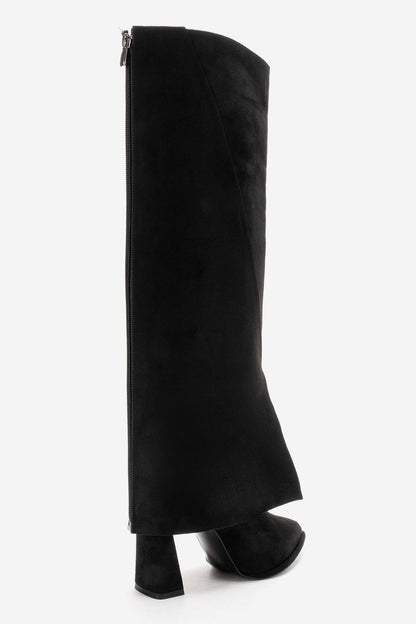 Aja - Botas altas convertibles de tacón en bloque de ante negro (Mujer)
