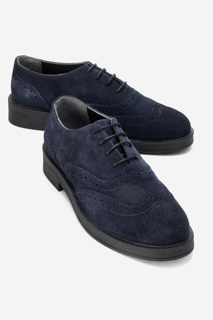 Avra - Zapatos Oxford de Ante Azul Marino (Mujer)