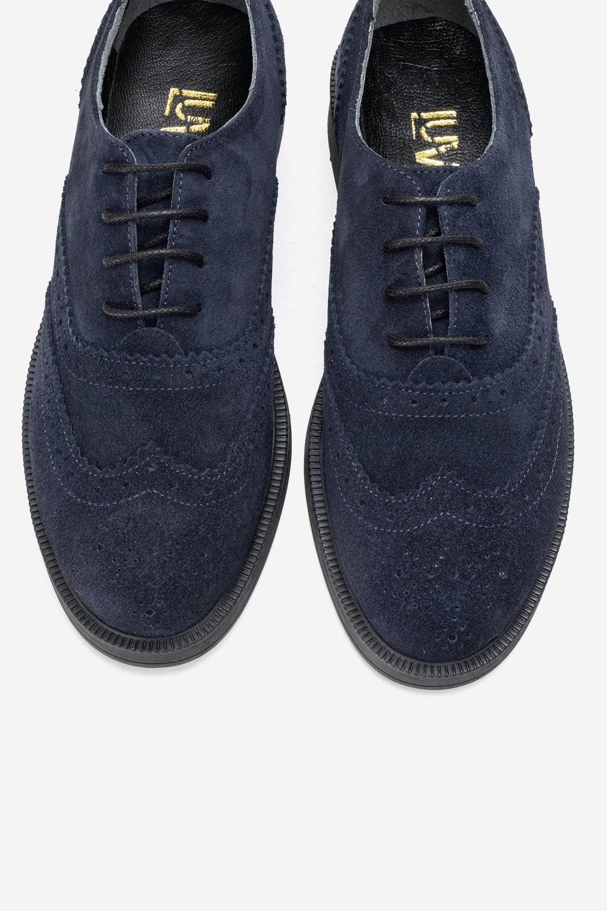 Avra - Zapatos Oxford de Ante Azul Marino (Mujer)
