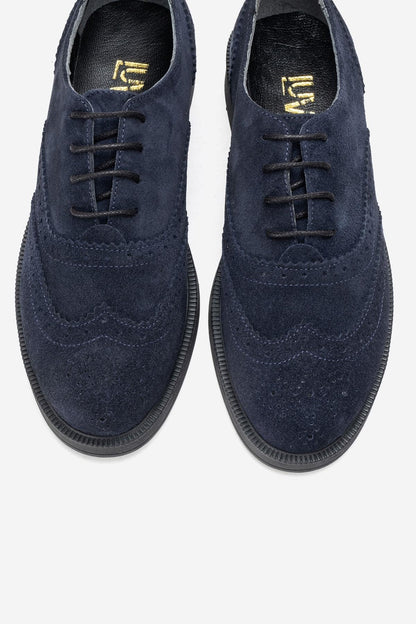 Avra - Zapatos Oxford de Ante Azul Marino (Mujer)