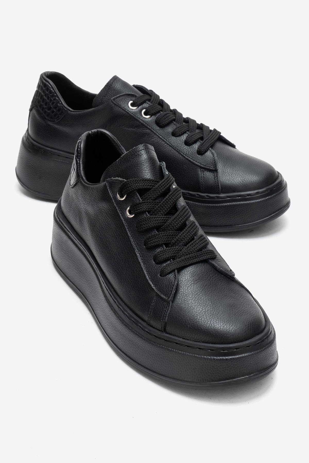 GUENO - Zapatillas de cuero genuino negras (Mujer)