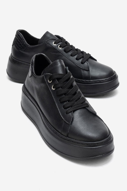 GUENO - Zapatillas de cuero genuino negras (Mujer)