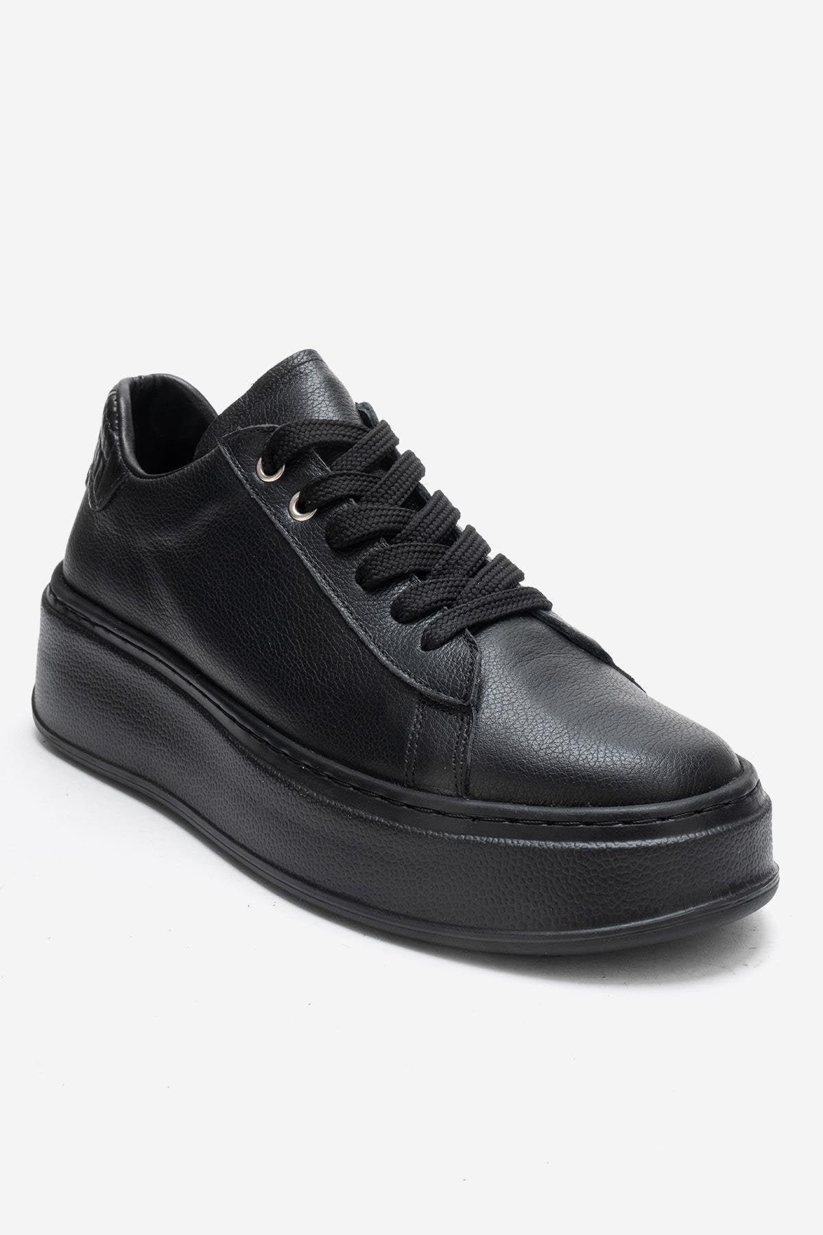 GUENO - Zapatillas de cuero genuino negras (Mujer)
