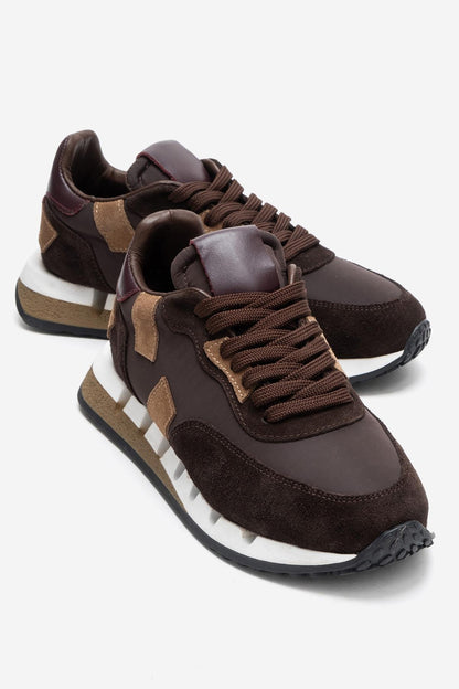 Vian - Zapatillas de plataforma de cuero marrón (mujer)