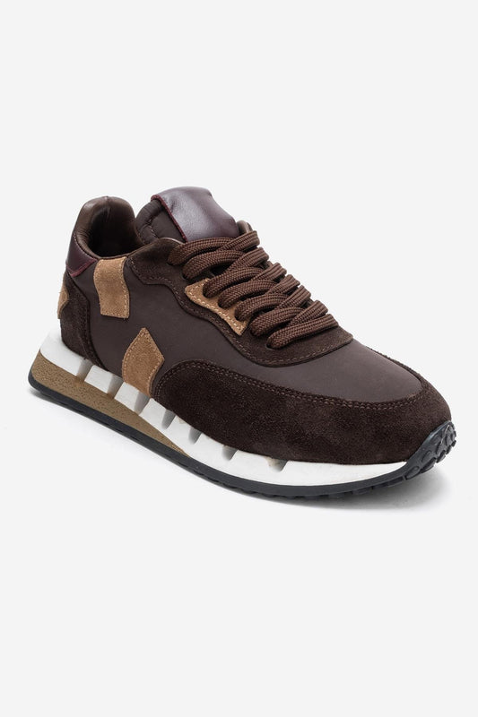 Vian - Zapatillas de plataforma de cuero marrón (mujer)