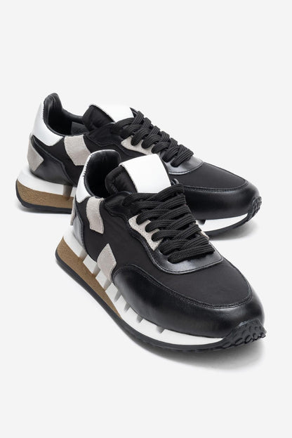 Vian - Zapatilla de Plataforma de Cuero Negro (Mujer)