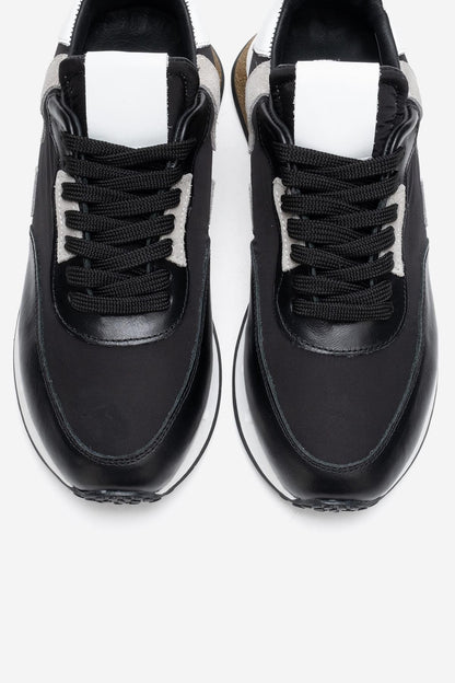 Vian - Zapatilla de Plataforma de Cuero Negro (Mujer)