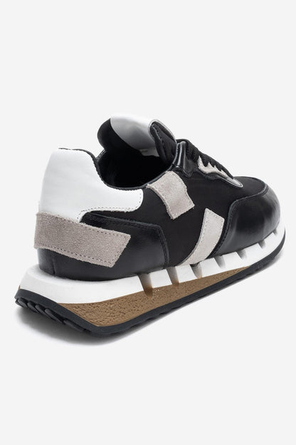 Vian - Zapatilla de Plataforma de Cuero Negro (Mujer)