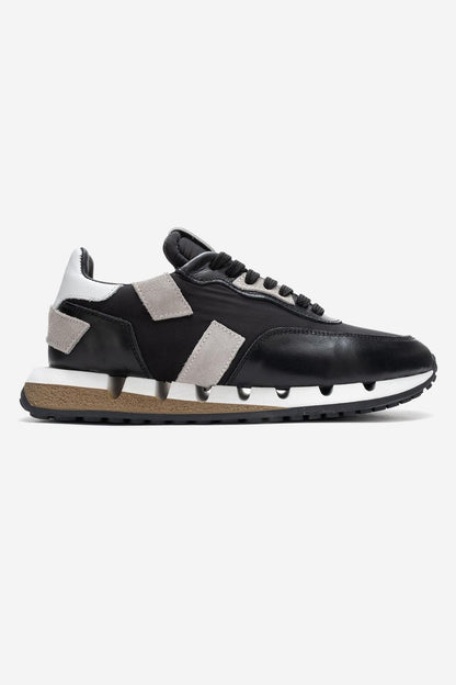 Vian - Zapatilla de Plataforma de Cuero Negro (Mujer)