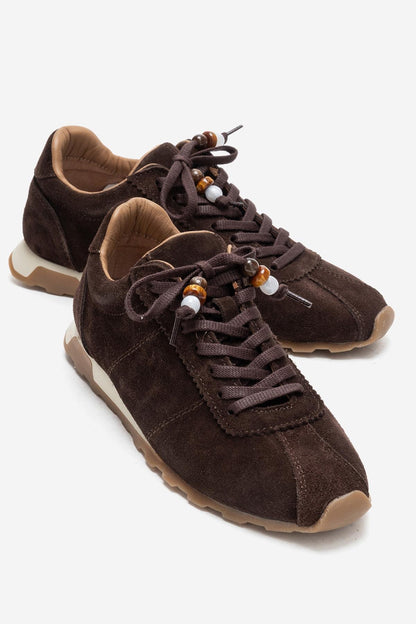 Brea - Zapatillas de ante marrón adornadas (Mujer)