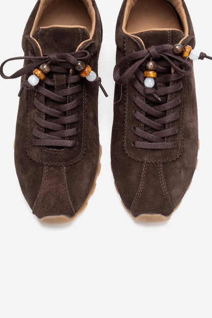 Brea - Zapatillas de ante marrón adornadas (Mujer)