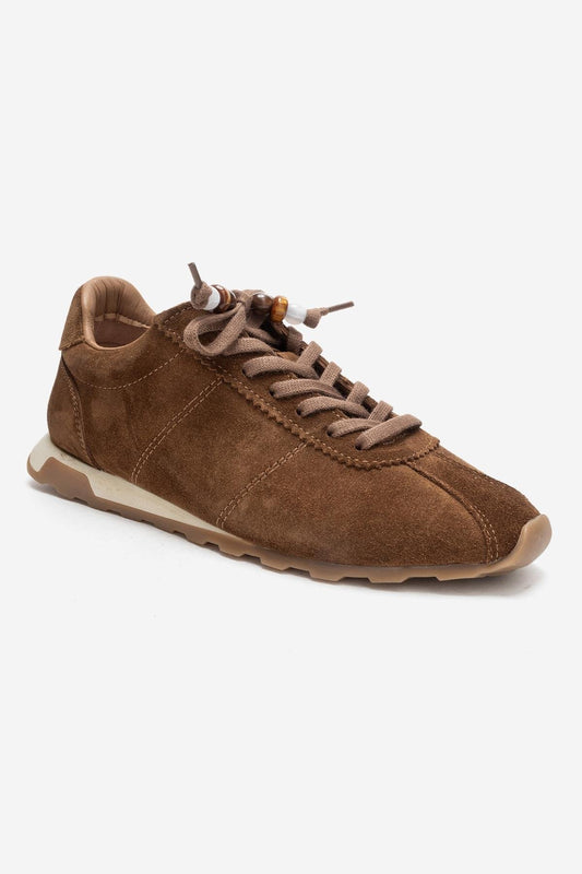 Brea - Zapatillas de ante de piel de camello adornadas (mujer)