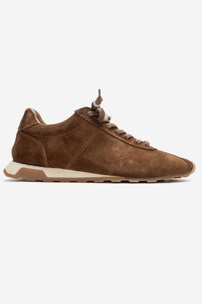 Brea - Zapatillas de ante de piel de camello adornadas (mujer)