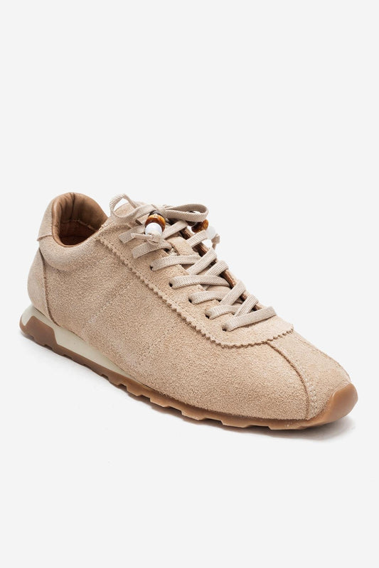 Brea - Zapatillas deportivas adornadas de ante beige (Mujer)