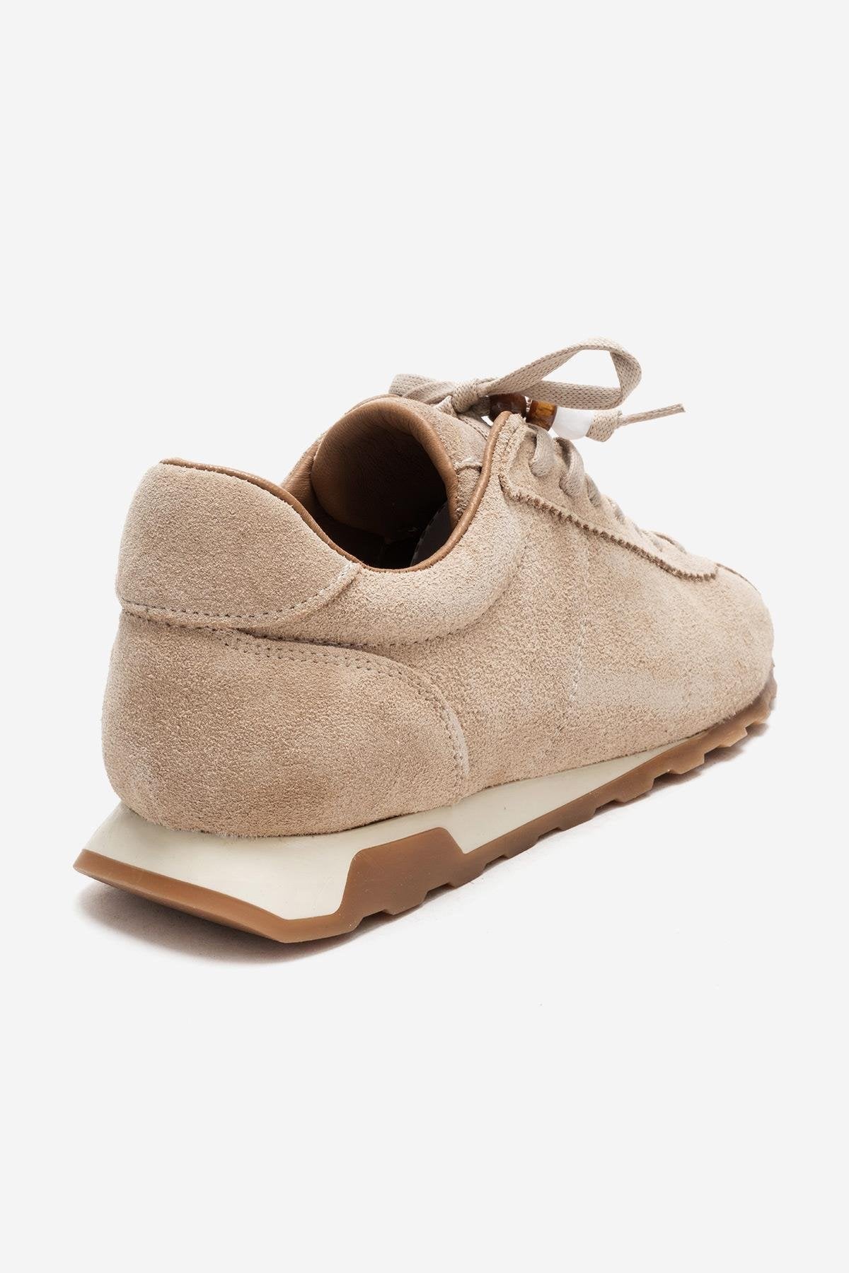 Brea - Zapatillas deportivas adornadas de ante beige (Mujer)