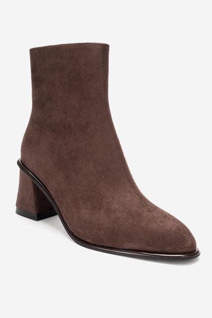 Alba - Bota de tacón cuadrado de gamuza marrón (Mujer)