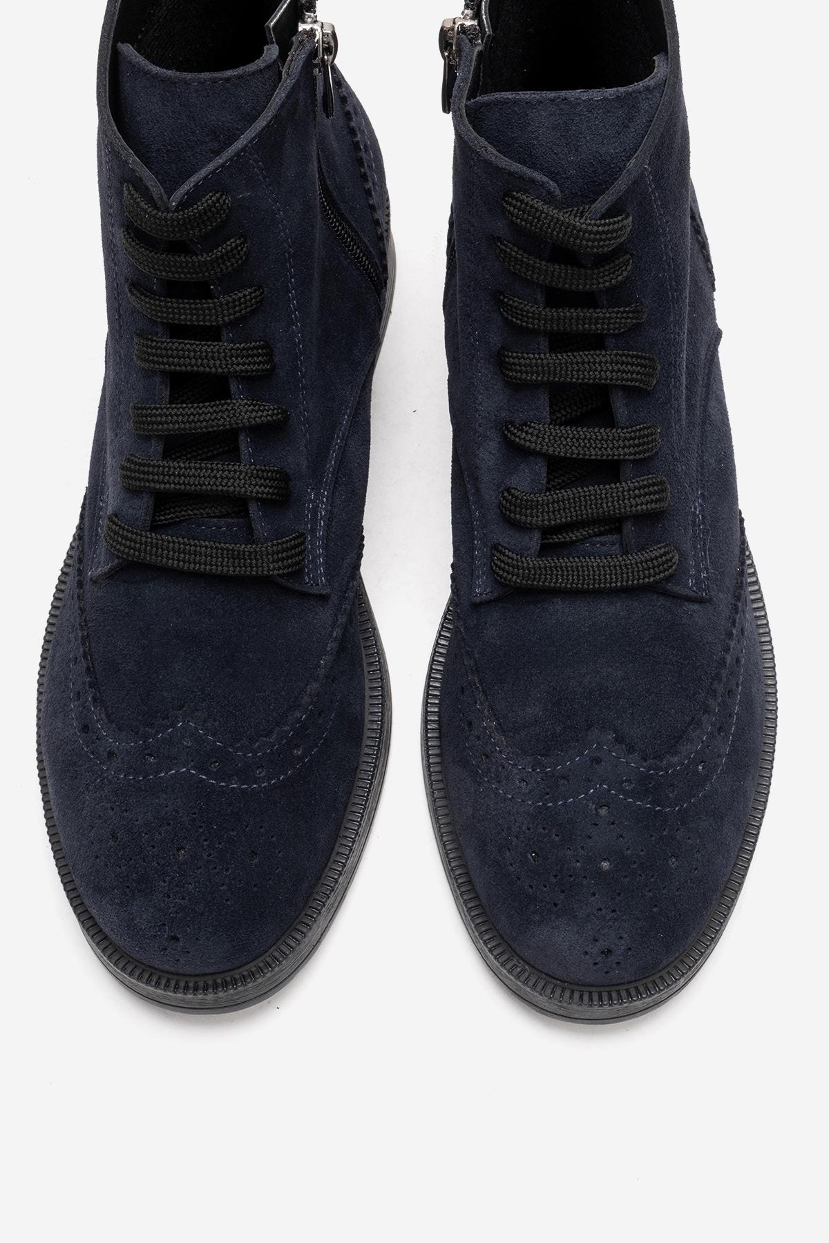 Nelvy - Bota de Ante Azul Marino (Mujer)
