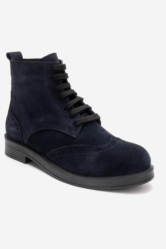 Nelvy - Navy Suede Leather Boot (Women)