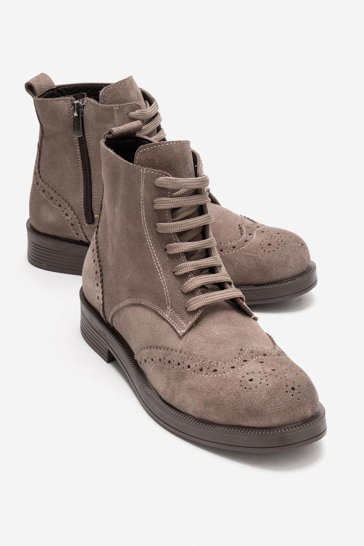 Nelvy - Taupe Suede Leather Boot (Women)