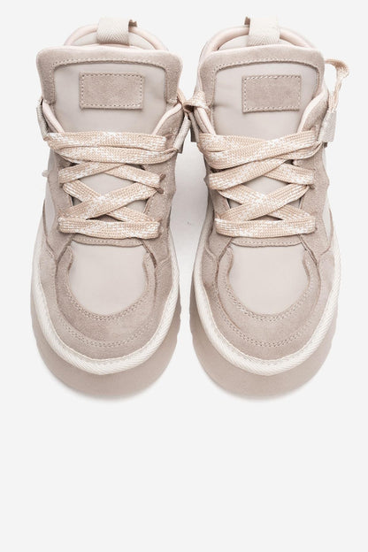 Riven - Zapatilla de plataforma de piel de ante beige (Mujer)