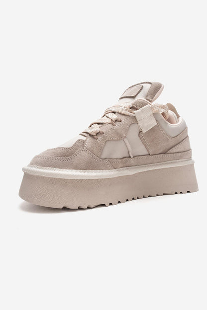 Riven - Zapatilla de plataforma de piel de ante beige (Mujer)