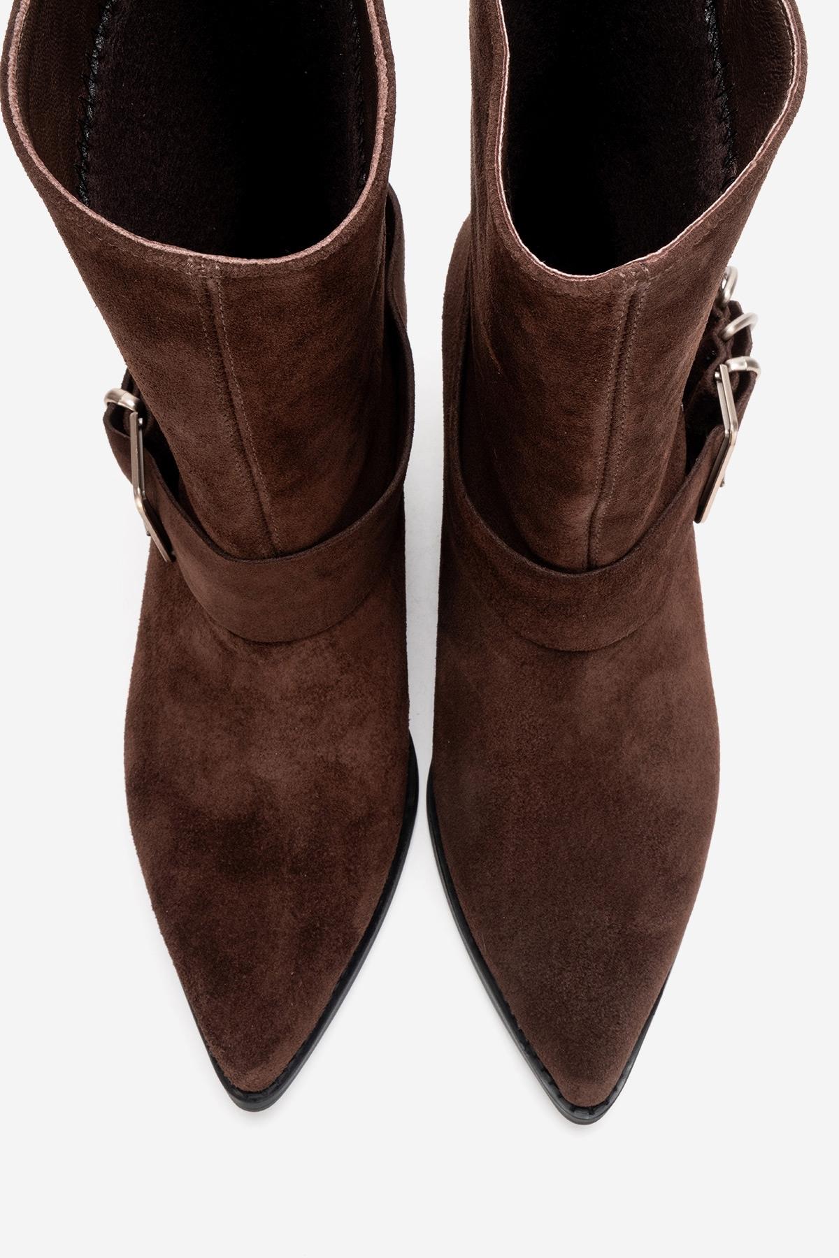 VELMOR - Brown Genuine Leather Buckled Western Boot (Women)