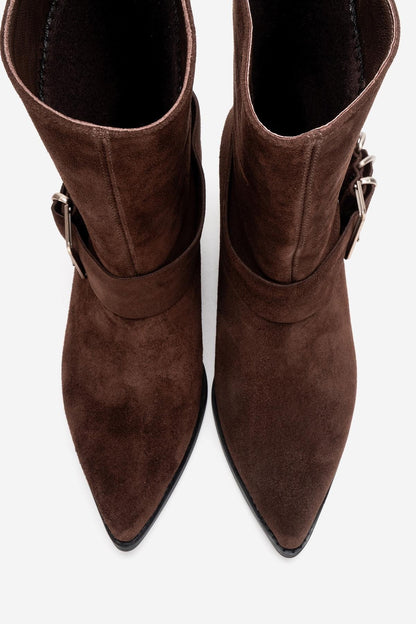 VELMOR - Brown Genuine Leather Buckled Western Boot (Women)