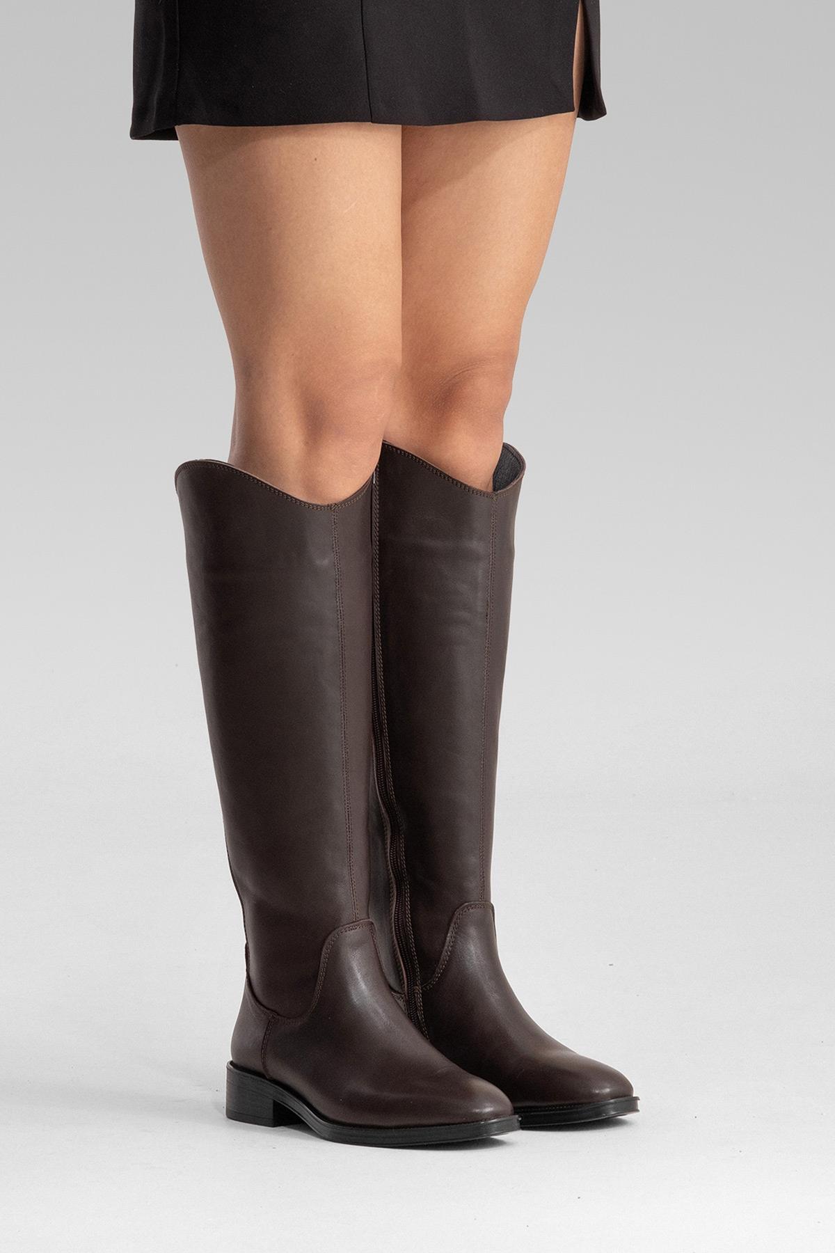 Ruiz - Brown Leather Knee High Boot (Women)