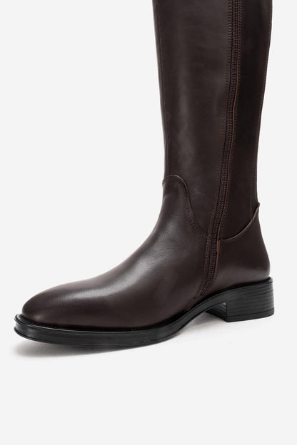 Ruiz - Brown Leather Knee High Boot (Women)