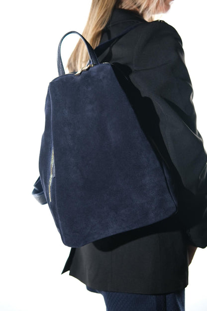 Josh - Mochila de piel de ante azul marino (Mujer)