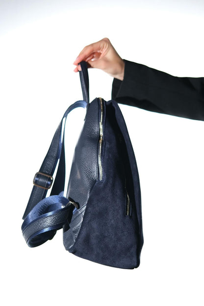 Josh - Mochila de piel de ante azul marino (Mujer)
