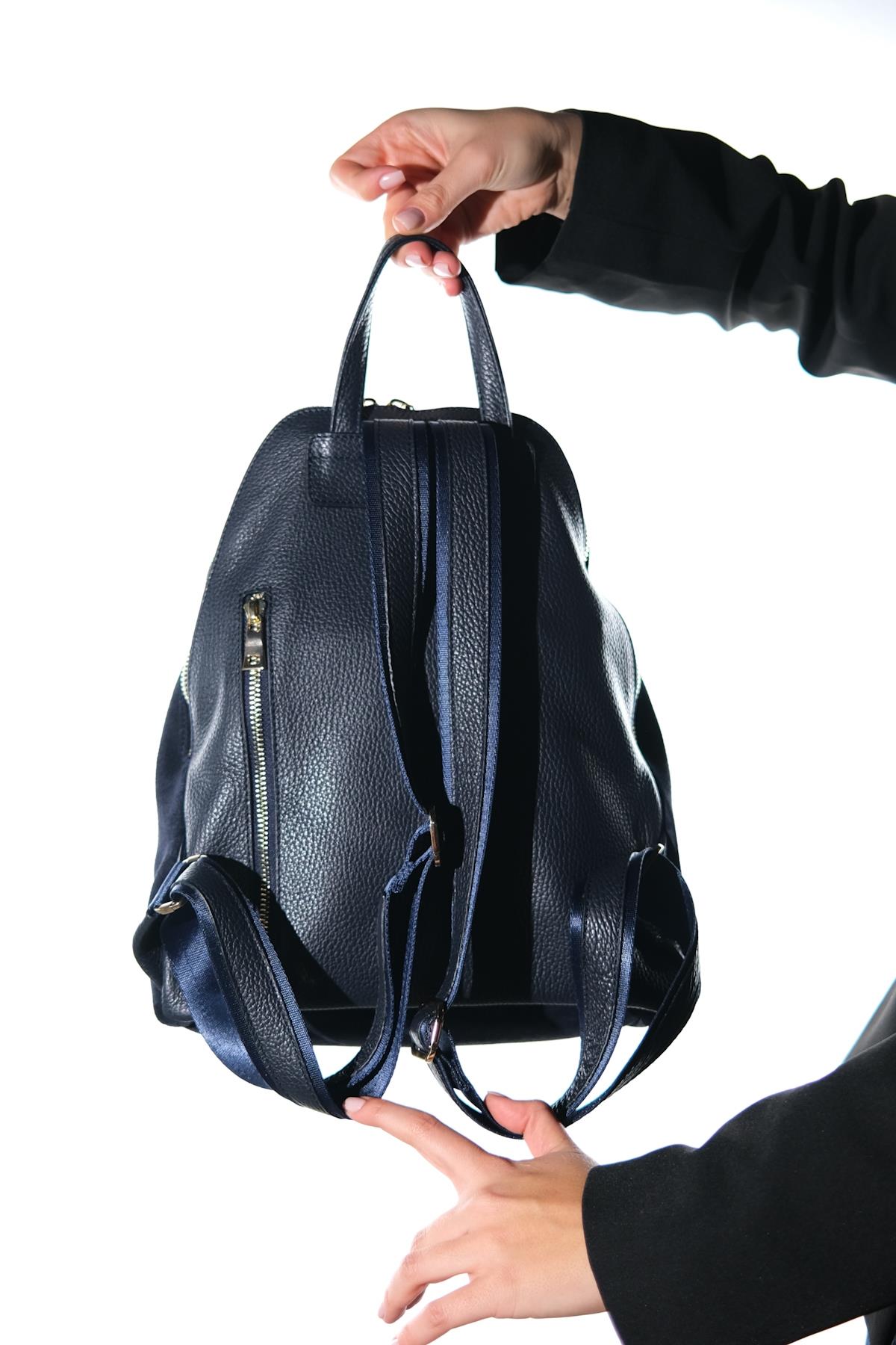 Josh - Mochila de piel de ante azul marino (Mujer)