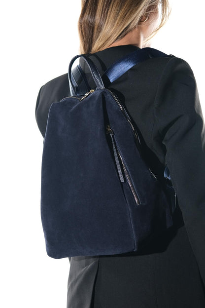 Josh - Mochila de piel de ante azul marino (Mujer)