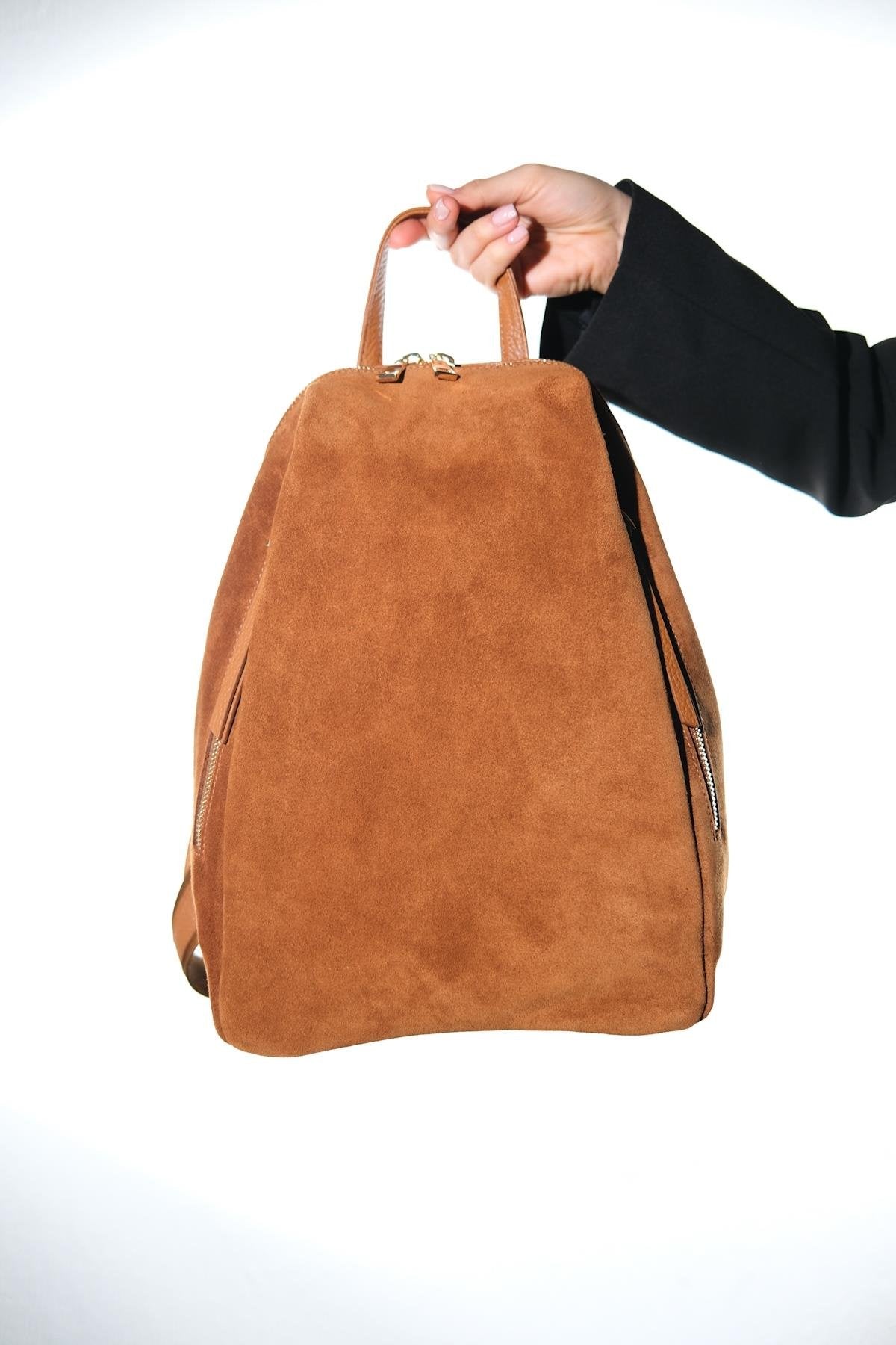 Josh - Mochila de Cuero Ante Coñac (Mujer)