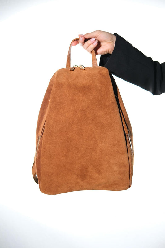 Josh - Cognac Suede Leather Backpack (Women)