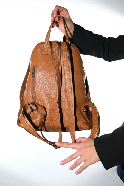 Josh - Mochila de Cuero Ante Coñac (Mujer)