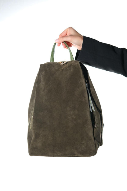 Josh - Mochila de cuero de ante verde (Mujer)