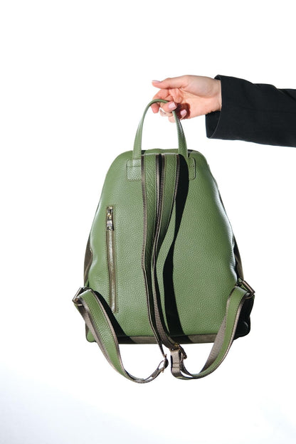 Josh - Mochila de cuero de ante verde (Mujer)