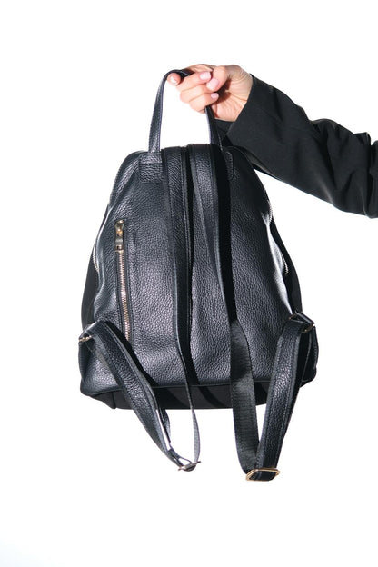 Josh - Mochila de Cuero Ante Negra (Mujer)