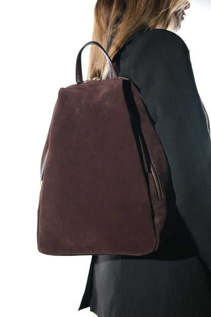 Josh - Mochila de Cuero Ante Marrón (Mujer)