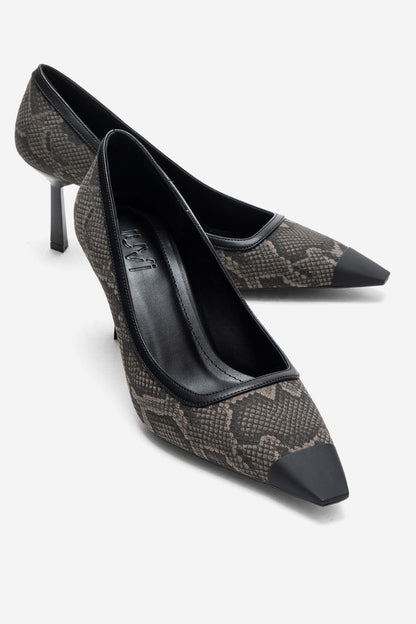 RONA - Zapatos de tacón de aguja con punta y estampado gris (Mujer)
