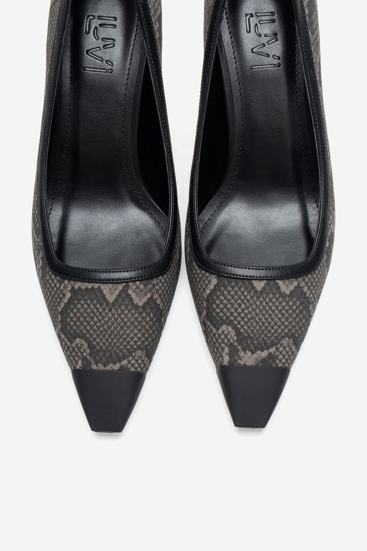 RONA - Zapatos de tacón de aguja con punta y estampado gris (Mujer)