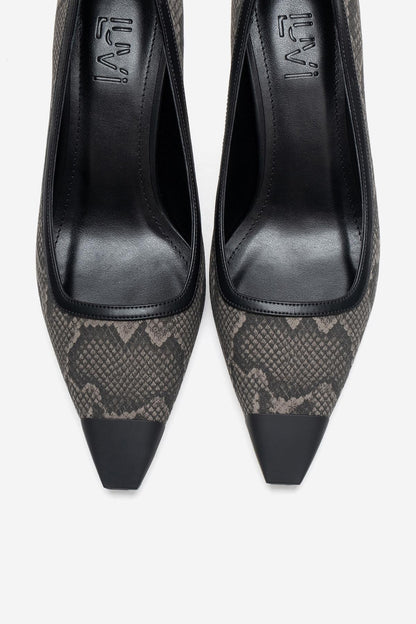 RONA - Zapatos de tacón de aguja con punta y estampado gris (Mujer)